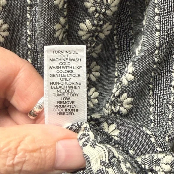 Cato Gray Floral Stripe Peasant Blouse Puff Sleeve Boho 18/20W - Picture 6 of 8